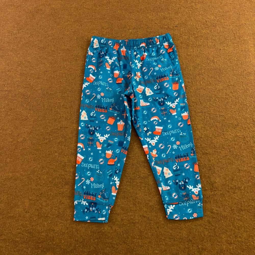 NFL Unisex Toddler 4T Teal Miami Dolphins Holiday Pajama Pants New